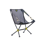 The NEMO Equipment Moonlite™ Reclining Camp Chair is a lightweight camping chair with adjustable reclining support, featuring a black mesh seat, yellow accents on four metal legs, shown against a white background.